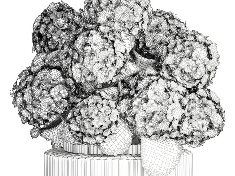 Modern Realistic Bouquet Vase Lilac Pink Hydrange 613 3D Model