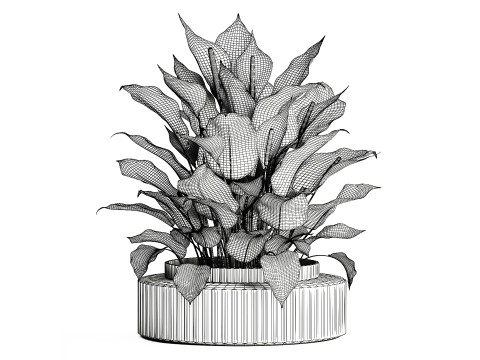 Realistic Bouquet Vase Green Leaves Spathiphyllum 614 3D 模型