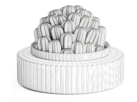 Bouquet Flowers Realistic Cactus minimalist Modern Vase 615 3D 모델