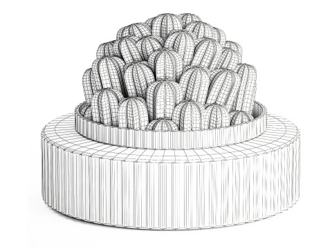 Bouquet Flowers Realistic Cactus minimalist Modern Vase 615 3D Model