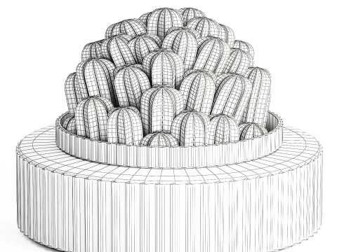Bouquet Flowers Realistic Cactus minimalist Modern Vase 615 3D Model