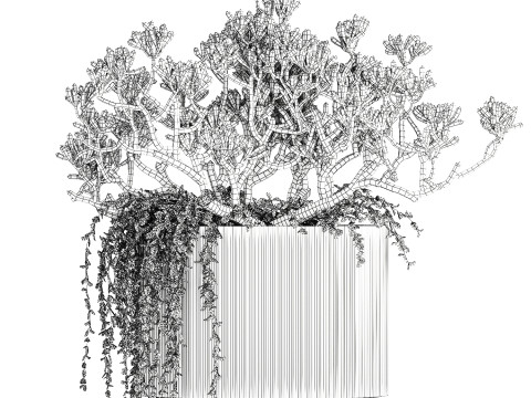 Bouquet Realistic Succulent Flowers Modern Vase 616 3D Model