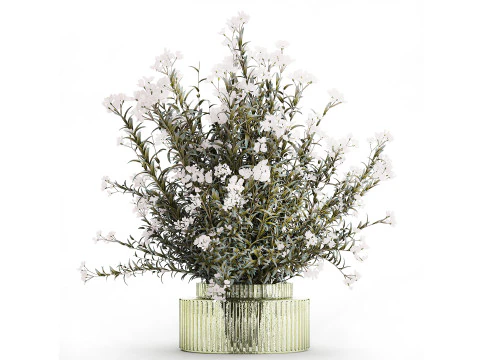 Sammlung wei&szlig;e realistische Hortensienstr&auml;u&szlig;e 617 3D Modell