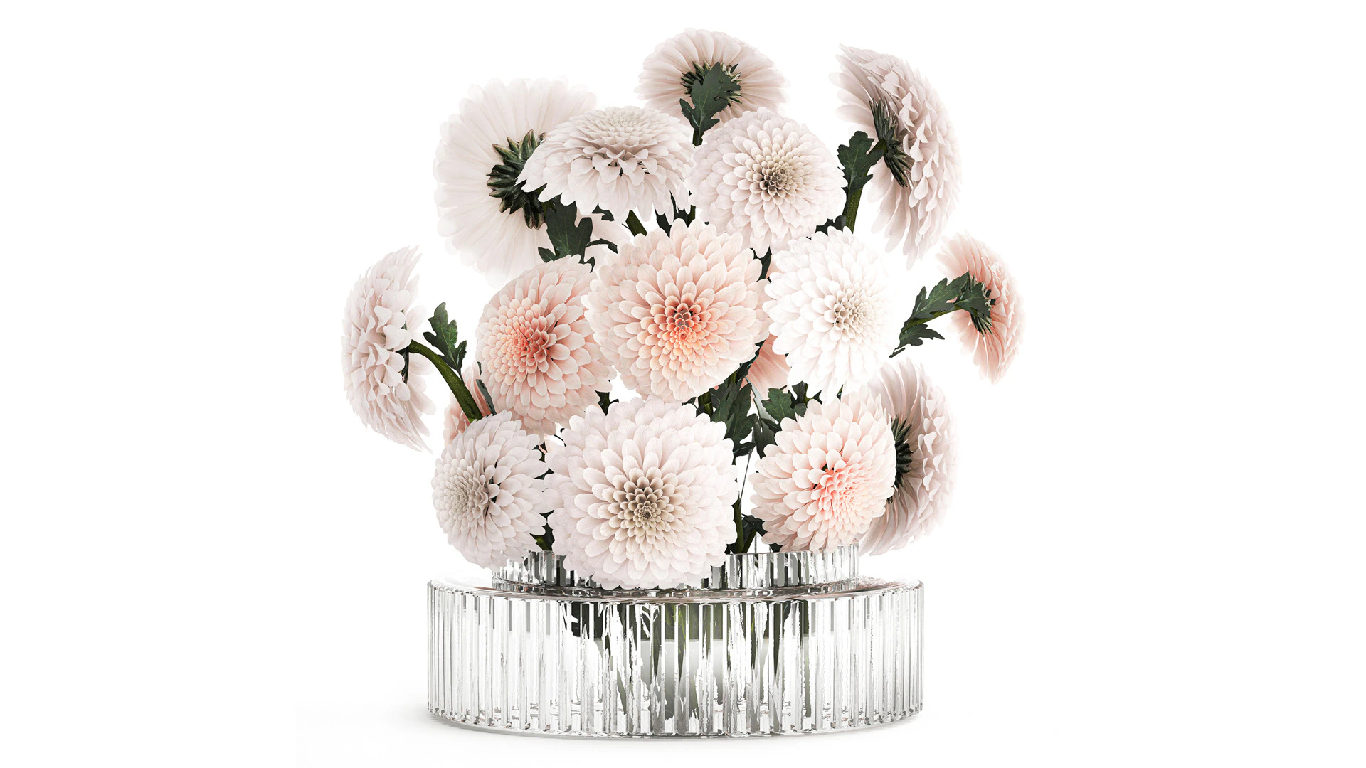 Realistic white Chrysanthemum bouquet modern vase 619 3D Model .c4d .max .obj .3ds .fbx .stl .blend 