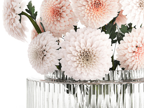 Realistic white Chrysanthemum bouquet modern vase 619 3D Modell