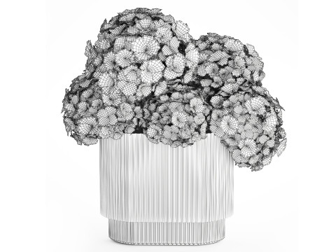 Modern Realistic Bouquet glass Vase Lilac Hydrangea 620 3D Model