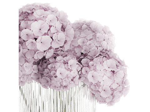 Modern Realistic Bouquet glass Vase Lilac Hydrangea 620 3D Model