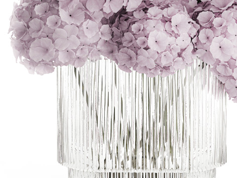 Modern Realistic Bouquet glass Vase Lilac Hydrangea 620 3D Model