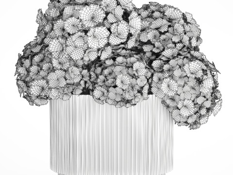 Modern Realistic Bouquet glass Vase Lilac Hydrangea 620 3D Model