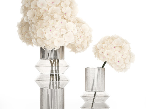 White Realistic Bouquets Hydrangea Lilac Poppy 621 3D मॉडल
