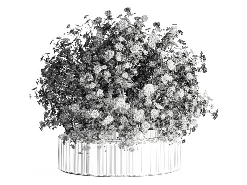 Realistic Bouquet Of White Daisy Flowers Chamomile glass vase 625 Modello 3D