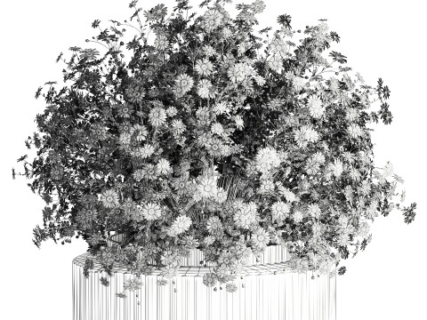 Realistic Bouquet Of White Daisy Flowers Chamomile glass vase 625 Modello 3D