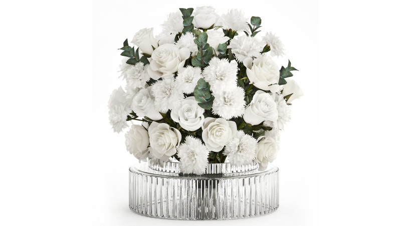 Realistic bouquet of white flowers Carnation Rose Eucalyptus 626 Model 3D .c4d .max .obj .3ds .fbx .stl .blend