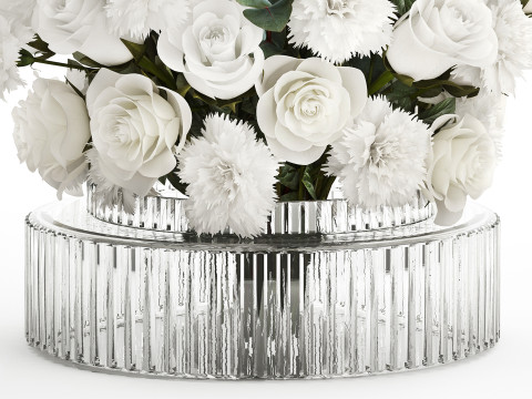 Realistic bouquet of white flowers Carnation Rose Eucalyptus 626 Model 3D