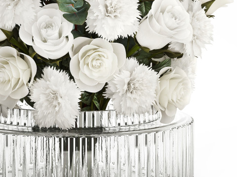 Realistic bouquet of white flowers Carnation Rose Eucalyptus 626 Model 3D