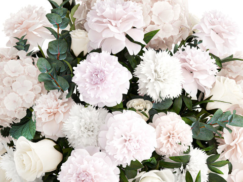 Bouquet White Flowers Carnation Hydrangea Peony rose 628 3D Model