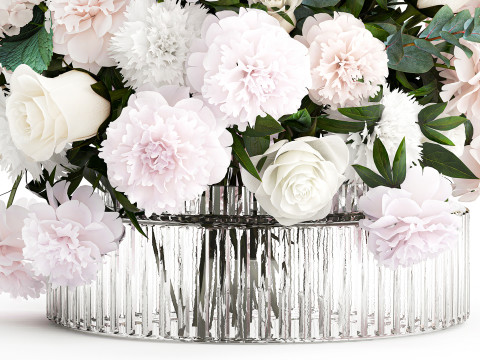 Bouquet White Flowers Carnation Hydrangea Peony rose 628 3D Model