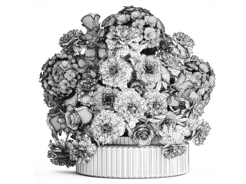 Bouquet White Flowers Carnation Hydrangea Peony rose 628 3D Model