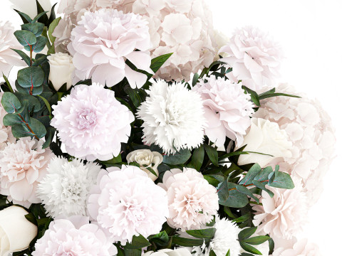 Bouquet White Flowers Carnation Hydrangea Peony rose 628 3D Model