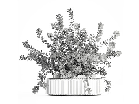 Realistic bouquet autumn flowers barberry branches vase 629 Modello 3D