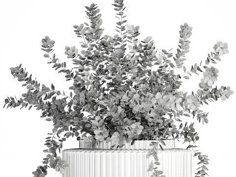 Realistic bouquet autumn flowers barberry branches vase 629 Modello 3D