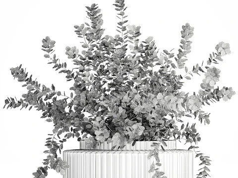 Realistic bouquet autumn flowers barberry branches vase 629 3D Model