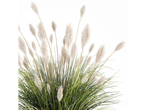 Bouquet Wildflowers Reeds Feather Grass glass vase 631 3D Model