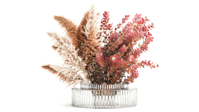 Bouquet Autumn Flowers Branches Barberry Pampas vase 630 3D Модель .c4d .max .obj .3ds .fbx .stl .blend