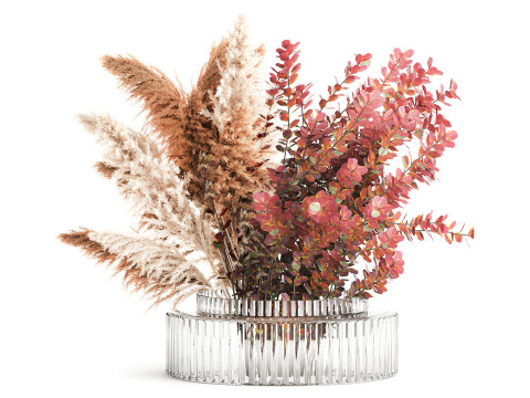 Bouquet Autumn Flowers Branches Barberry Pampas vase 630 Modelo 3D