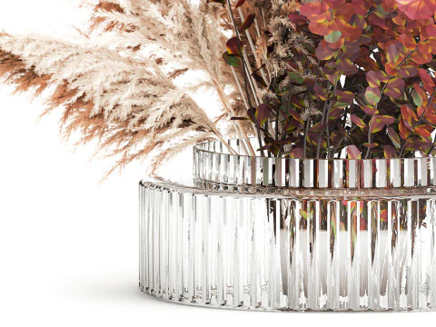 Bouquet Autumn Flowers Branches Barberry Pampas vase 630 3D Model