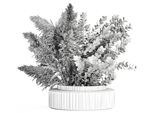 Bouquet Autumn Flowers Branches Barberry Pampas vase 630 3D Модель