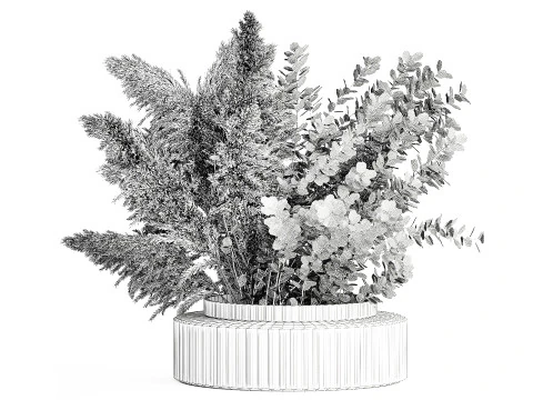 Bouquet Autumn Flowers Branches Barberry Pampas vase 630 3D Model