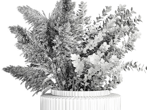 Bouquet Autumn Flowers Branches Barberry Pampas vase 630 3D Модель