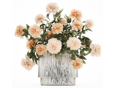 Set Realistic Bouquets Flowers Hydrangea Peony lilac vase Modello 3D