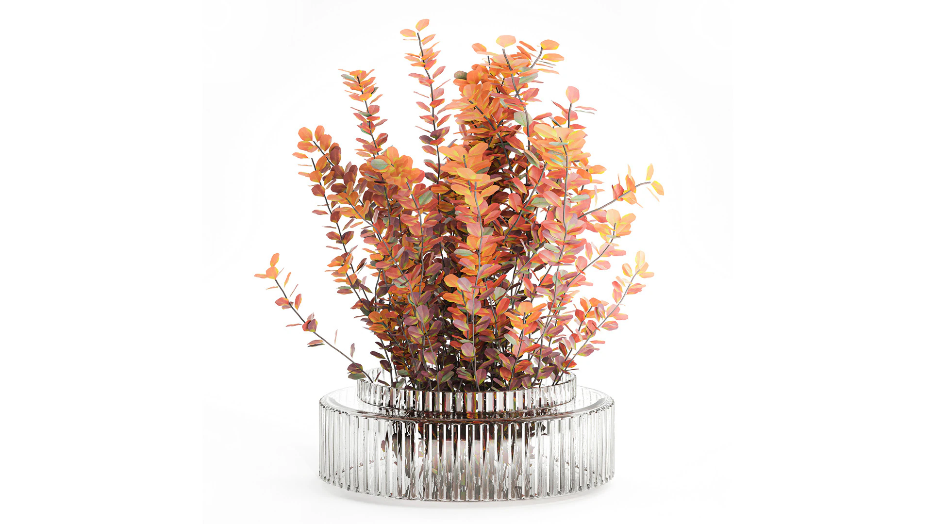 秋の花の花束メギの枝ガラス花瓶 632 3Dモデル .c4d .max .obj .3ds .fbx .stl .blend 