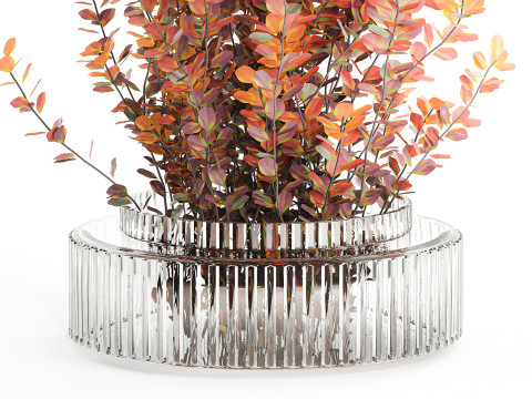 Bouquet of autumn flowers barberry branches glass vase 632 Model 3D