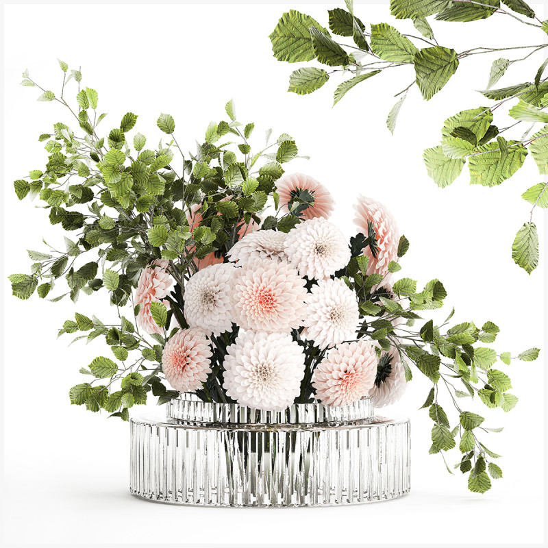 Bouquet Flowers Branches Leaves Chrysanthemum 633 Modelo 3D .c4d .max .obj .3ds .fbx .stl .blend