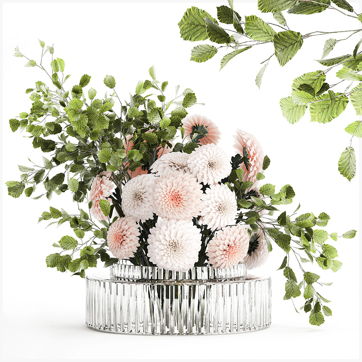 Bouquet Flowers Branches Leaves Chrysanthemum 633 3D Model .c4d .max .obj .3ds .fbx .stl .blend