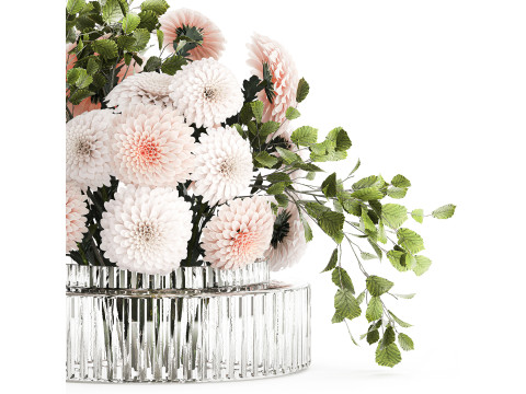 Bouquet Flowers Branches Leaves Chrysanthemum 633 Modelo 3D