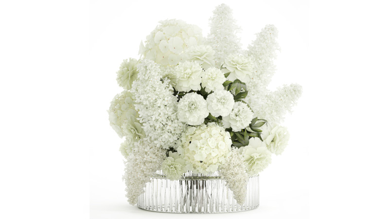 Realistic Bouquet White Flowers Lilac Hydrangea peony vase glass 3D Model .c4d .max .obj .3ds .fbx .stl .blend 