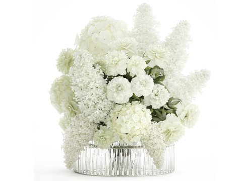 Realistic Bouquet White Flowers Lilac Hydrangea peony vase glass 3D Модель