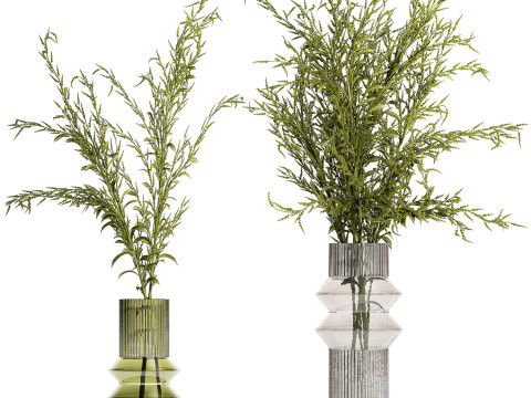 Realistic Green Bouquets Flowers Hydrangea Lilac glass vase 635 Modello 3D