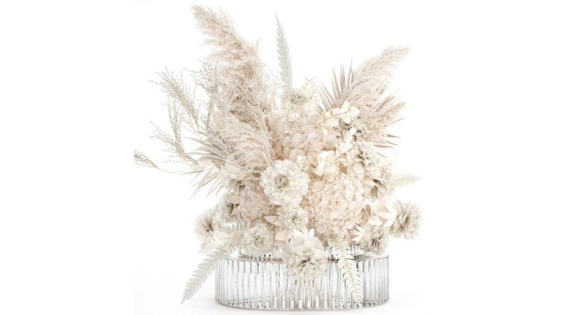 Bouquet Of dried hydrangea pampas branches glass vase 637 3D 模型 .c4d .max .obj .3ds .fbx .stl .blend