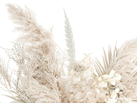 Bouquet Of dried hydrangea pampas branches glass vase 637 3D 模型