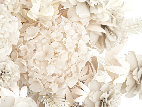 Bouquet Of dried hydrangea pampas branches glass vase 637 3D 模型