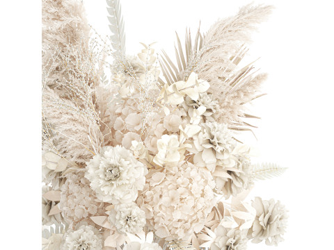 Bouquet Of dried hydrangea pampas branches glass vase 637 3D 模型