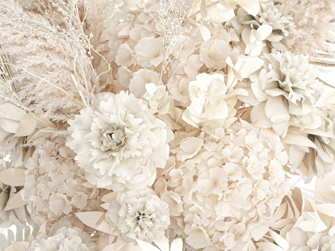 Bouquet Of dried hydrangea pampas branches glass vase 637 3D 模型