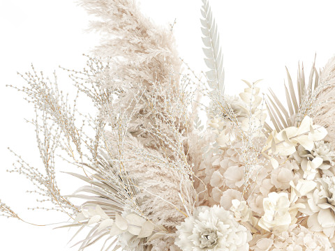 Bouquet Of dried hydrangea pampas branches glass vase 637 3D 模型