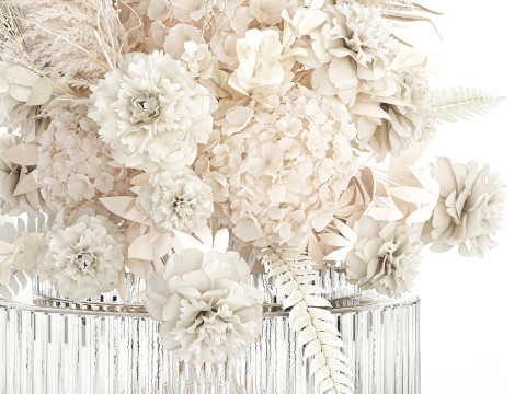 Bouquet Of dried hydrangea pampas branches glass vase 637 3D 模型
