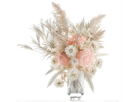 Bouquets hydrangea peony hogweed branches vase 638 3D Model